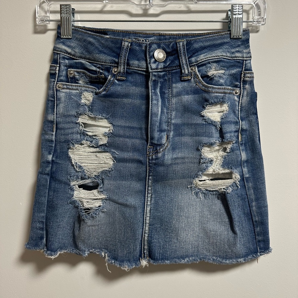 American Eagle Outfitters Distressed Denim Mini Skirt
